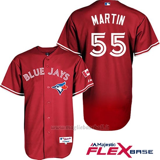 Maglia Baseball Uomo Toronto Blue Jays Russell Martin Majestic Autentico Collezione Rosso Flex Base